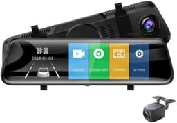 10-inch Touchscreen Spiegel Dashcam – Dubbel Voor- en Achterobjectief – Full HD Videorecorder met Live Stream – Nachtzicht en Parkeermodus — thumbnail 1