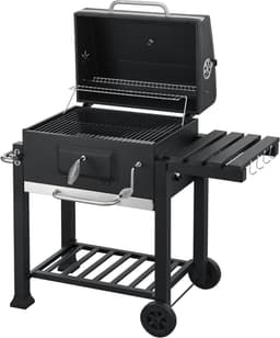 SMH LINE® BBQ houtskool XL- Smoker Barbecue - Incl. BBQ Greedschapset en 12x BBQ Spiezen - Verstelbare Kolenroosters & Inklapbare Zijtafel - Zwart — thumbnail 4