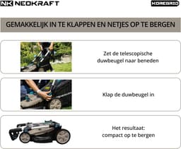 Neokraft - 40V Accu grasmaaier - 43cm maaibreedte - 5 Instelbare hoogtes - Incl 50L opvangbak - incl. accu & lader — thumbnail 5