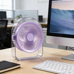 USB Tafelventilator met 5 Snelheden - 24 cm Draagbare Persoonlijke Ventilator voor Slaapkamer Kantoor en Reizen - Stille Krachtige Luchtstroom - Paars — thumbnail 4