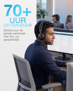 JLab Go Work 3 Draadloze Headset met Microfoon - Noise Cancelling - Bluetooth Multipoint - 70 uur batterijduur - PC Headset Voor Computer en Laptop met USB C - Dongle - Koptelefoon voor het Werk — thumbnail 2
