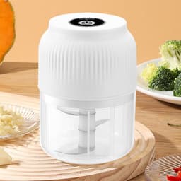 Mini Keukenmachine - Knoflookhakker Hakmolen - Voedselbereiding - Draadloos Oplaadbaar - 300ml - Wit — thumbnail 5
