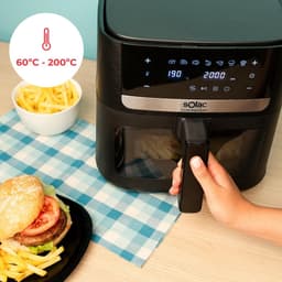 Airfryer Heetluchtfriteuse - Gezond Frituren - Snelle Maaltijden Bereiden - Dubbel Verwarmingssysteem - 8 Liter Capaciteit - Zwart — thumbnail 3