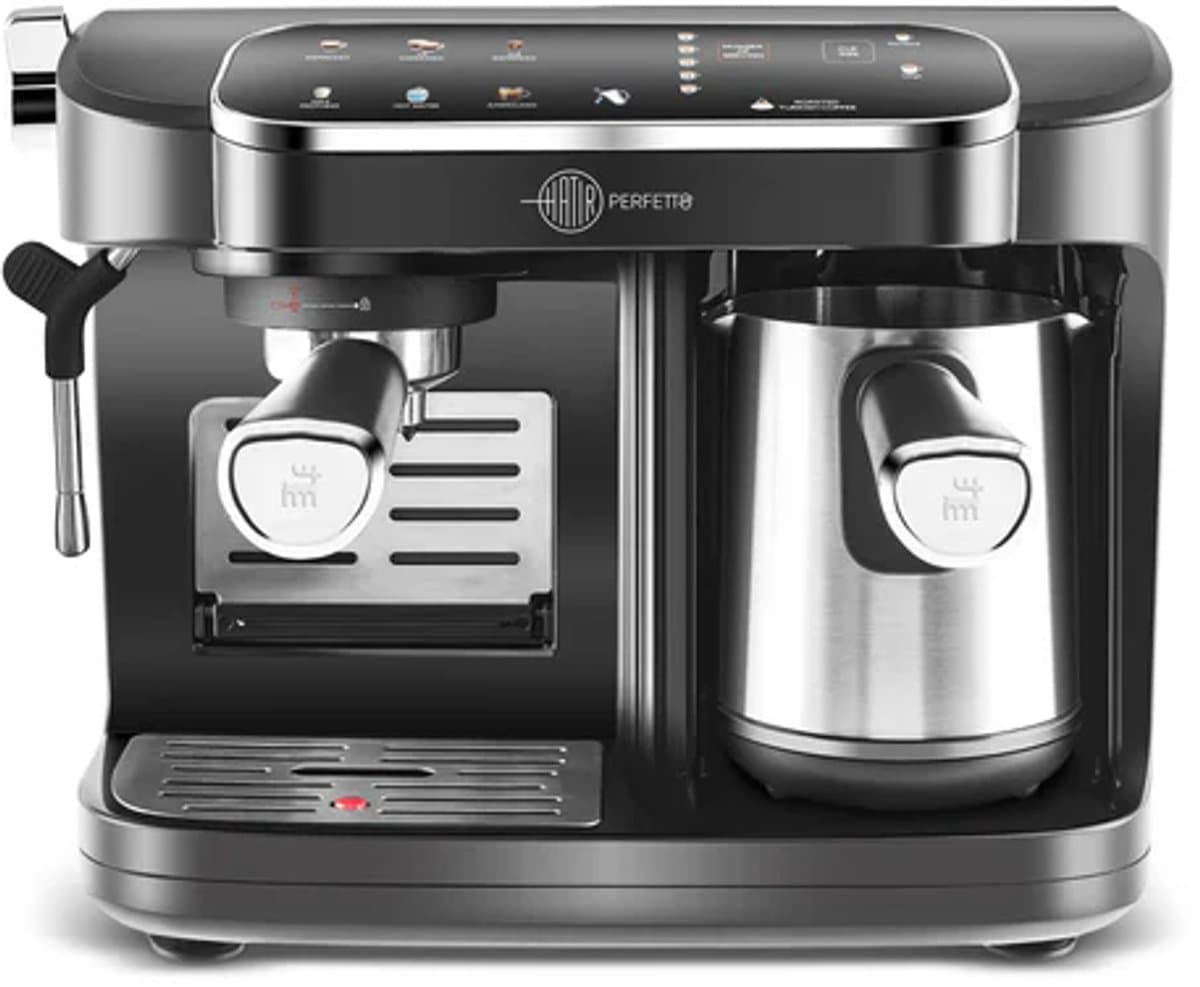 Karaca Hatir Perfetto - Espresso- en Turkse Koffiemachine INOX – 20 Bar – 1900W – Melkopschuimer – 1,8L Waterreservoir — afbeelding 1