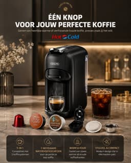HomeGoodies - 5in1 Koffiezetapparaat - Koffiecupmachine - Koffiemachines - Heet & koud - Diverse capsules - Espresso & cappuccino — thumbnail 3