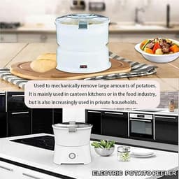 Automatische aardappelschilmachine - Elektrisch schilapparaat - Snel groenten schillen - Eén druk op knop - 1 kg capaciteit - Wit — thumbnail 4