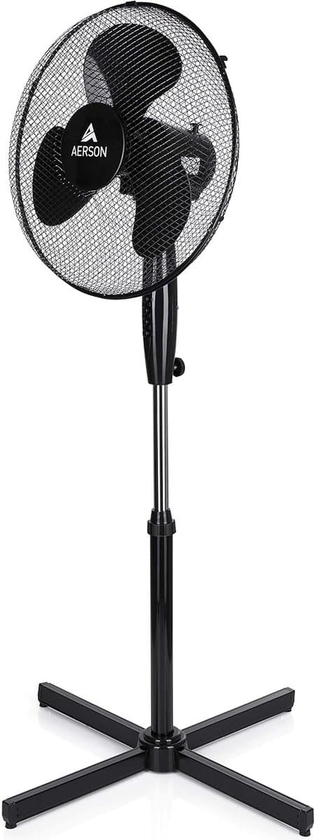 AERSON Standing Fan 40 cm | Fan Tripod Height Adjustable up to 120 cm | High Air Flow and Very Quiet | Fan 3 Different Speeds | Oscillation Function Approx. 80° — afbeelding 1