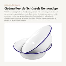 Dailygoods- Soepschalen 2-delig - Emaille - Makkelijk te reinigen - Geschikt voor rijst/pasta/groenten - Duurzaam - Ideaal voor familie/restaurant - Mengkom — thumbnail 3