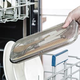 Vaatwasser Mandje - Bestekhouder Net - Klein Bestek Wassen - Roestvrij Staal - Universeel Formaat - Zilver — thumbnail 4