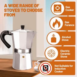 Percolator - 2 Cup Aluminum Espresso Stovetop Moka Pot - Stevig Aluminium - Koffiezetapparaat - Koffiezetter - Espresso en Koffie Maker - voot Home、Camping - 100ml 3.3oz — thumbnail 3