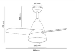 Fantiluxe - Holmstrom - Plafondventilator met verlichting - Zilver - Ø91cm - Afstandsbediening - Met lamp - Plafond ventilator - Slaapkamer — thumbnail 5