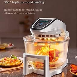 Heteluchtfriteuse Oven - Airfryer Glazen Kom - Gezond Koken - Zichtbare Garing - 10 Liter - Wit — thumbnail 3