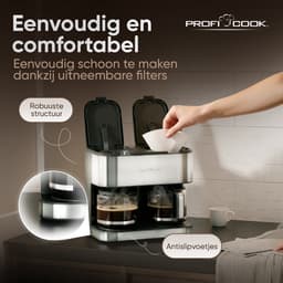 ProfiCook PC-KAD 1308 Inox - Dubbele Filterkoffiezetapparaat - 2 x 14-16 Kops - Glazen kan — thumbnail 2