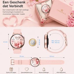 Smartwatch Dames - Bluetooth Bellen - 1.43'' AMOLED Ultra Clear Display - Ultradun Design - Hartslag, Slaap & SpO2 Monitor - Geschikt voor iPhone, Samsung & Android - 100+ Sportmodi - IP65 Spatwaterdicht – 2 Bandjes — thumbnail 4