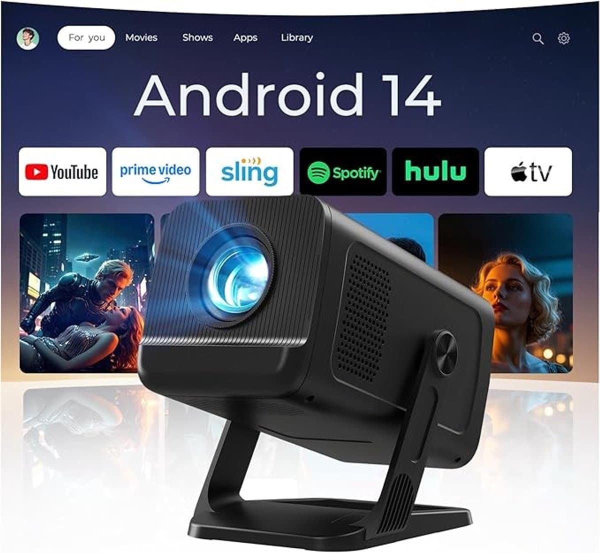Mini Beamer met Android 14, 5G Wi-Fi 6 en Auto Keystone — afbeelding 1