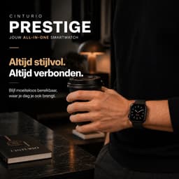 Cinturio Prestige Smartwatch Heren en Dames - Stappenteller - Bluetooth Bellen - Hartslagmeter - Slaapmonitor - 100+ Sportmodi - IP67 - iOS & Android - Zwart — thumbnail 3