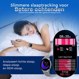 Evy24 Smartwatch Pro 42mm - Smartwatch Dames - Horloge met AMOLED Display - Bloeddrukmeter - Hartslagmeter - Saturatiemeter - Stappenteller - Sporthorloge Dames - Android en iOS - Zilver — thumbnail 3