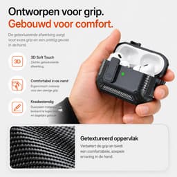 Sounix Hoesje geschikt voor Airpods Pro 1 / 2 - Met schoonmaak borstel - Airpods Pro Hoesje - Armor Case met Lock - Zwart — thumbnail 5