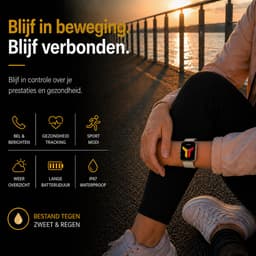 Cinturio Prestige Goude Smartwatch Heren en Dames - Stappenteller - Bluetooth Bellen - Hartslagmeter - Slaapmonitor - 100+ Sportmodi - IP67 - iOS & Android - Goud — thumbnail 2