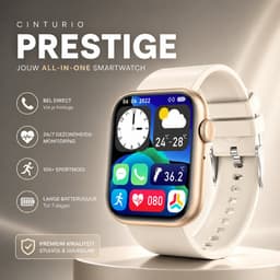 Cinturio Prestige Goude Smartwatch Heren en Dames - Stappenteller - Bluetooth Bellen - Hartslagmeter - Slaapmonitor - 100+ Sportmodi - IP67 - iOS & Android - Goud — thumbnail 3
