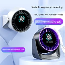 Ventilatoren-Oplaadbare Tafelventilator -met 100 Snelheden - Draagbare USB Ventilator met LED Display - 360° Draaibaar met Nachtlampje - 12 Uur Batterij - Stille Bureau Ventilator voor Kantoor, Slaapkamer en Camping — thumbnail 2