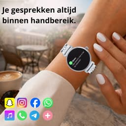 Kiraal Glimmer - Stijlvolle Smartwatch - Dames Smartwatch - Full-touch Scherm- Android & iOS - Zilver — thumbnail 5