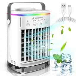 Elcostar® Premium Portable Airco - Mini Airco - 2026 Model - Mobiele Airco - Luchtkoeler 4-in-1 - 4 windsnelheden, 2 luchtbevochtingsstanden & Timer - Aircooler - Draagbare Airco - Lekvrij - Airco - Wit — thumbnail 1