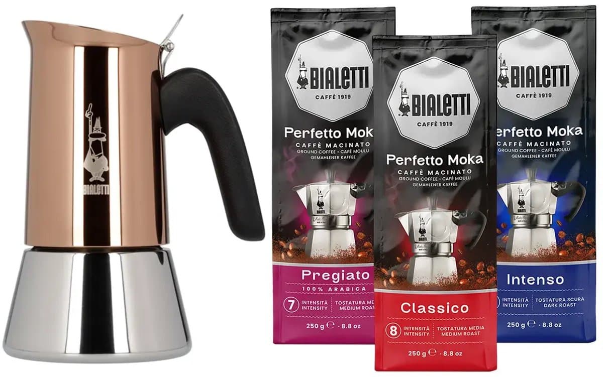 Bialetti Venus Copper Percolator 6 kops + Bialetti koffiepakket 3 x 250gr — afbeelding 1