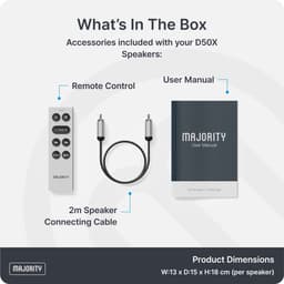 Majority D50X Bookshelf Speakers - Bluetooth - 60W -HDMI ARC - Stereo - Ingebouwde Versterker - Zwart — thumbnail 5