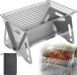 Draagbare Barbecue - Houtskool Barbecue - Met Opbergzak - Opvouwbare Barbecue - RVS - 28,5 x 18,5 x 13 cm - Draagbare Houtskool Grill met rooster - Barbecue Smoker - Houtskool BBQ - Voor Picknick, Kamperen en Buitenactiviteiten - Festival BBQ — thumbnail 1