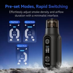 Telesin C40 Droogijs- & Rookmachine - Creëer de gaafste effecten - Inclusief afstandsbediening en opzetstukken - Fog/Dry Ice & Stoom modus - Oplaadbare 40W fog machine - Zwart — thumbnail 3