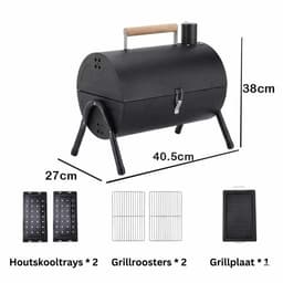 Draagbare Houtskool BBQ – Opvouwbare Barbecue met Deksel – 2-in-1 Grill & Bakplaat – Camping BBQ, Balkon BBQ, Tafel BBQ – Compacte BBQ Grill voor Tuin & Outdoor — thumbnail 5