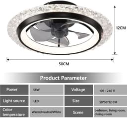 LUMÉ STORE Plafondventilator - LED Plafondlamp - Ventilator - 6 Snelheden - APP & Afstandsbediening - Stille Motor - 50cm - Zwart — thumbnail 4