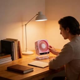 Tafelventilator met Koelelement - Mini Ventilator -Ventilator met digitaal batterijdisplay - Aircooler - Luchtkoeler - USB Ventilator - Mini Airco - Bureau Ventilator - Ventilator met Water - Waterkoeling - Air Cooler -Roze — thumbnail 5