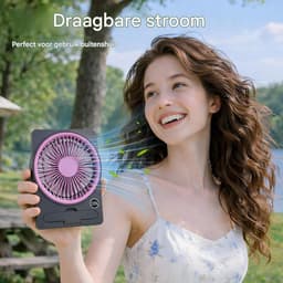 longziming -Draagbare Ventilator - Reizewaaier - Tafelventilator - 180° Draaibaar - Ophangbaar Design - Duurzaam Plastic - Fluisterstil Motor - Ideaal Voor Reizen - 1 Stuk — thumbnail 3