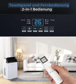 Danky Mobiele Airco 10000 BTU – 4-in-1 Mobiele Airconditioner met Koelen & Ontvochtigen & Ventileren, Stil <50 dB, Digital Display + Afstandsbediening, 24h Timer, Raamkit, tot 51 m² - Energieklasse A+ — thumbnail 3