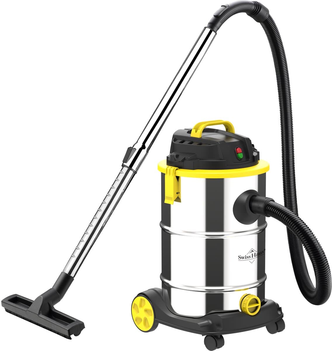 Swiss Haus® WDVC30 Nat & Droog Stofzuiger - 30L - 1200W Nat- en Droogzuiger - RVS Ketel - HEPA Filtersysteem - Blowerfunctie - Waterafvoer - Industriële Bouwstofzuiger voor Garage, Werkplaats & Auto - Lugano Collection — afbeelding 1