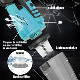 Draadloze handstofzuiger – 155W, 12kPa zuigkracht – Borstelloos – 3000mAh accu – Lichtgewicht – Voor auto en huis — thumbnail 3