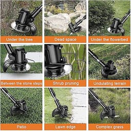 Elektrische Grasmaaier - Draadloze Grasmaaier - Kleine Tuin Onderhoud - Verstelbare 3 Versnellingen - 3500 Gram - Zwart — thumbnail 4