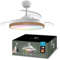 Varin® Smart Plafondventilator met LED verlichting RGBW - Wit/Lichthout - Tuya Wifi - Ø 50cm/108cm - Super stil - Smart lamp - Plafondlamp slaapkamer - Plafonniere woonkamer - Plafondlampen - Plafond lamp bamboe - Verlichting kinderkamer - Ventilator — thumbnail 1