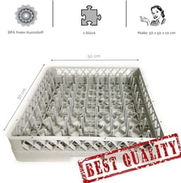 Vaatwasser mand - Borden glazen - Horeca afwas - 64 vakken - 50x50 cm - Grijs — thumbnail 3