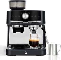 Sello! espressomachine – koffiemolen – melkopschuimer – cappuccino – latte – verse bonen – 30 maalstanden – 1350W - RVS — thumbnail 1