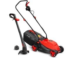 Grasmaaier en trimmer - Tuinonderhoud set - Gazon verzorgen - Elektrisch aangedreven - 32 cm maaibreedte - Rood