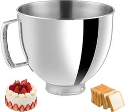 Roestvrijstalen Kom - Keukenmachine Kom - Bakken en Mixen - Met Handvat - 5 Liter - Zilver — thumbnail 1