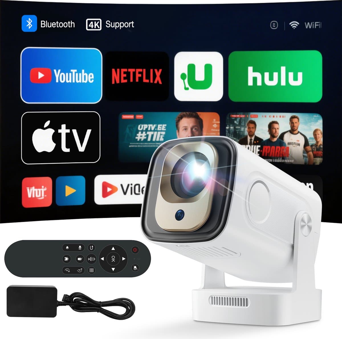 Mini Beamer - Android 11 - WiFi 6 & Bluetooth 5.4 - Full HD 1080P Ondersteuning - 180° Draaibaar - HY260 Pro — afbeelding 1