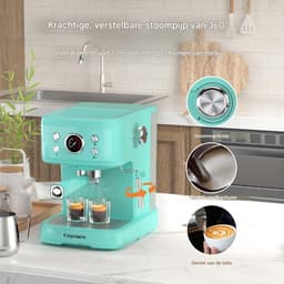Volautomatische koffiemachines 2-in-1 ontwerp Espressomachine - 20 Bar - Capsule & Koffiepoeder Compatibel - ingebouwde melkschuimerMelkschuim - Blauw — thumbnail 3