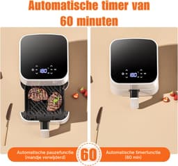 SNJY® Mini Airfryer - Airfryer Klein - Camping Airfryer - 2,5 Liter - 1000W - Wit — thumbnail 3