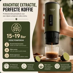 Jurrys koffiezetapparaat - Koffiemachine - Koffieapparaat - Koffiezetter - Draagbaar - Pads en poeder - Compact - 23×8 cm - Groen — thumbnail 5