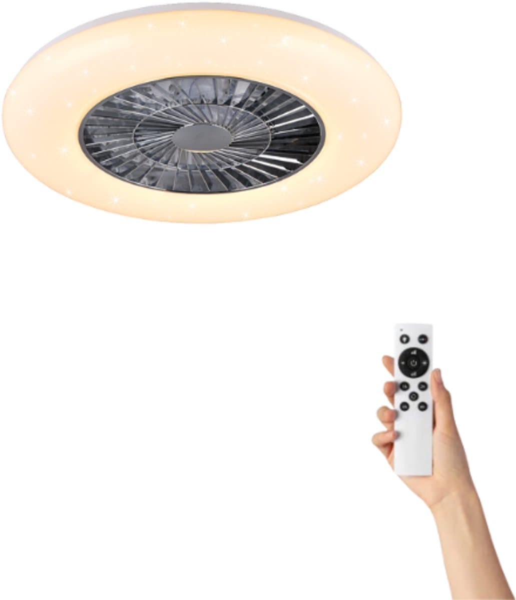Fantiluxe - Agnes - Plafondventilator met verlichting - Chroom - Ø58cm - Afstandsbediening - Met lamp - Plafond ventilator - Slaapkamer — afbeelding 1