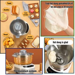 Seth Select Deegmachine 7L - Kneed machine - Deeg Mixer met Gisting Functie 25-38 ° C/77-100 ℉ - Elektrische kneedmachine - Deegmaker — thumbnail 4